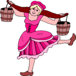Woman with Water Buckets Clip Art