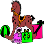 Rocking Horse & Gifts Clip Art